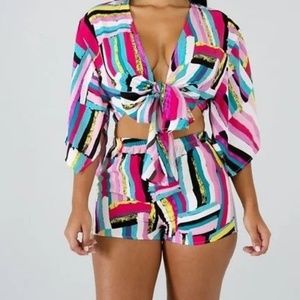 Kimono style short set